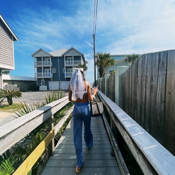 New HUTCH Peri Riviera Metallic Blue Swim Beach Cover-Up Pants NWOT Small - Picture 8 of 14